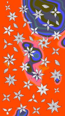 Küçük çiçekteki sevimli çiçek deseni. Güzel karalamalı çiçek desenli çizim. Raster illüstrasyonu. Güzel kumaş deseni.