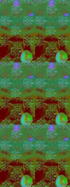 Yeşil ve kahverengi renkli çiçekler. Kumaş desenli papatya çiçekleri ayrıntıları.