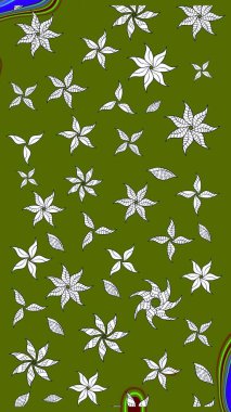 Çiçekli karalama şeklinde Raster çiçek deseni. Yumuşak, yeşil renkli yaz çiçekleri. Raster illüstrasyonu.