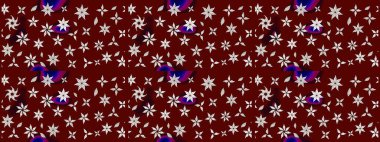 Kırmızı renkte etnik çiçeklerle süslenmiş zarif bir eskiz şekli. Asya Tekstil 'inde Raster Çiçek İllüstrasyonu.