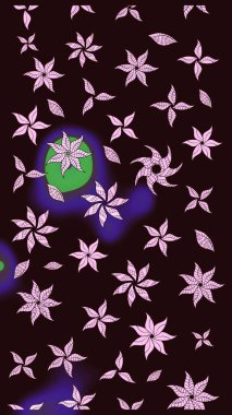 Raster Çiçek İllüstrasyonu güzel tekstil. Kahverengi renkli etnik çiçeklerle zarif bir eskiz deseni..