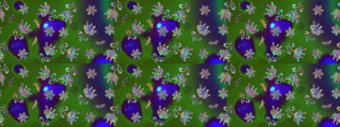 Renkli Yaz Temalı eskiz kalıbı. Düz Çiçek Elementleri Tasarımı. Sevimli çiçek raster deseni. Yeşil renkte çiçekler.