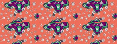 Küçük çiçekli basit bir çiçek çizimi. Turuncu renkte şirin çiçekler. Moda baskısı, albüm, ambalaj kağıdı ve duvar kağıdı için zarif dekoratif süslemeler. Raster illüstrasyonu.