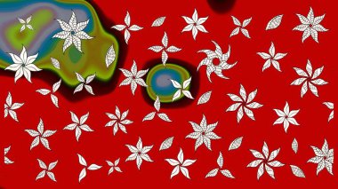 Çiçeksel elementlerle süslenmiş zarif raster dokusu. Parlak çiçekli kırmızı renkler üzerinde soyut çizim deseni. Küçük çiçekte şirin bir çiçek deseni var..