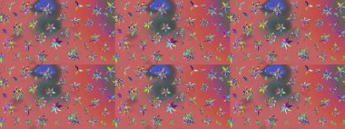 Çiçek buketleriyle klasik bir eskiz şekli. Raster illüstrasyonu. Pembe renklerde.