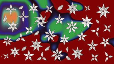 Davetiye ve kartpostal tasarımı için dekoratif çiçek unsurları. Şirin, zarif çiçekler Raster illüstrasyonu. Poster ya da kapak için arka plan. Yapraklı çizim şekli. Tekstil için figür.