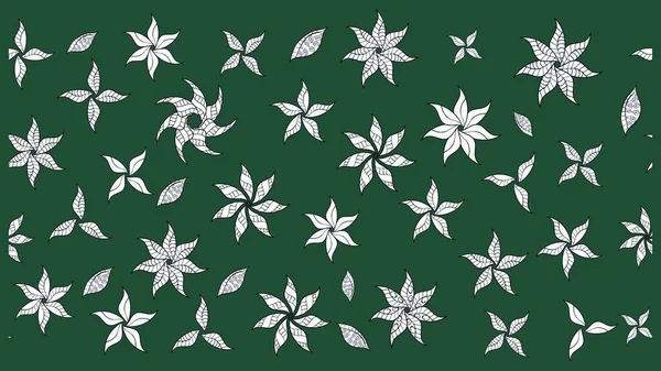 Düz Çiçek Elementleri Tasarımı. Çiçek desenli eskiz, yaz çiçekleri. Renkli Bahar Teması eskiz kalıbı. Yeşil renkte çiçekler.