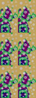 Sarı ve yeşil el çizimi desen. Raster deseni. Art Inspiyellow ve yeşil stil çiçekler ve yapraklar. Karalama çiçekleri çizim deseni.