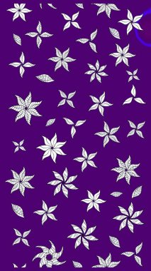 Raster illüstrasyonundaki çiçek desenli çizim. Mor renkte çiçekler.