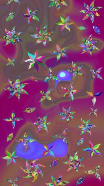 Düz Çiçek Elementleri Tasarımı. Şirin çiçek elementleri. Taslak desenli, modaya uygun kumaş deseni. Raster illüstrasyonu. Renkli Bahar Teması çizim şablonu.