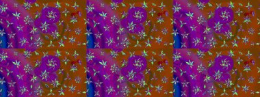 Renkli Bahar Teması eskiz kalıbı. Düz Çiçek Elementleri Tasarımı. Mor renkli çiçekler. Raster illüstrasyonunda çiçek deseni çizimi.