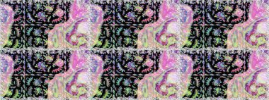 Düz çiçek öğeleri tasarım. Raster. Bahar Tema Dikişsiz desen arka plan rengi.