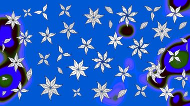 Mavi renkte şirin çiçekler. Raster illüstrasyonu. Küçük çiçekli basit bir çiçek çizimi. Moda baskısı, albüm, ambalaj kağıdı, duvar kağıdı için zarif dekoratif süslemeler..