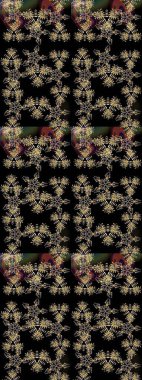 Moda baskıları için zarif bir şablon. Modern çiçek arkaplanı. Parlak renkli çiçekli ve siyah yapraklı harika bir çiçek deseni. Halk stili.