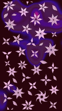 Eskiz arkaplan modeli. Raster - stok. Yapraklı çiçekler ve kahverengi renkli papatya çiçekleri..