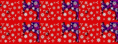 Renkli Bahar Teması eskiz kalıbı. Raster illüstrasyonu. Kırmızı renkte zarif çiçek buketi suluboya. Düz Çiçek Elementleri Tasarımı.