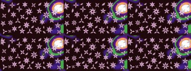 Kahverengi renkler ve parlak çiçekler üzerine soyut çizim deseni. Küçük çiçekte hoş bir çiçek deseni var. Çiçek elementli zarif raster dokusu..