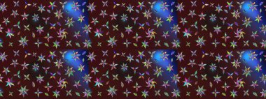 Küçük çiçekli yay deseni çiz. Raster illüstrasyonu. Suluboya tarzında kahverengi renkler üzerine.