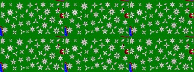 Raster illüstrasyonu. Şirin çiçekli eskiz deseni ve yeşil renkli yapraklar, suluboya çiçek deseni, duvar kağıdı, kart veya kumaş için fayanslı.