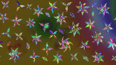 Çiçekli karalama şeklinde Raster çiçek deseni. Yeşil renkli çiçekler. Nazik, narin çiçek arkaplanı.