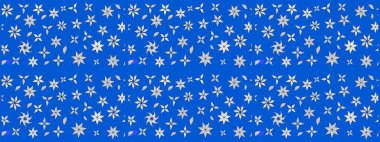 Çiçekli çiçek deseni, suluboya. Mavi renkli çiçekler. Renkli Bahar Teması eskiz kalıbı. Düz Çiçek Elementleri Tasarımı. Raster illüstrasyonu.