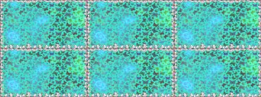 Mavi ve yeşil renkli resimler. Fantezi güzel illüstrasyon. Kusursuz renksiz desen. Kitap sayfaları için çiçek ormanlarında uçan güzel kelebekler. Raster illüstrasyonu.