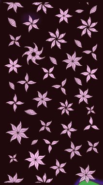 Raster illüstrasyonundaki çiçek desenli çizim. Suluboya tarzında kahverengi renkte çiçekler.