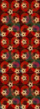 Kristal kar taneleri kahverengi, kırmızı ve yeşil renklerde. Raster illüstrasyonu.