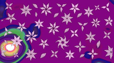 Mor renkli etnik çiçekli zarif eskiz deseni. Asya Tekstil 'inde Raster Çiçek İllüstrasyonu.