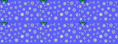 Karalama çiçekleri çizim kalıbı. Raster deseni. Sanat çiçeklere ilham verir ve arka planda izler bırakır. Mavi el çizimi desen.