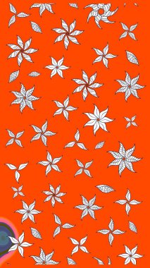 Renkli Bahar Teması eskiz kalıbı. Düz Çiçek Elementleri Tasarımı. Çiçekler turuncu ve nötr renklerde. Raster illüstrasyonunda çiçek deseni çizimi.