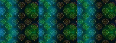 Raster çiçek izi. Klasik taslak çizimi. Çiçek mavisi, yeşil ve siyah pürüzsüz desen.