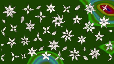 Hediye ambalaj kağıdı, tebrik kartları, posterler ve pankart tasarımı. Raster düz çiçek çizim deseni. Yeşil renkte çiçekler.