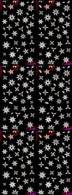 Çiçeksel elementlerle süslenmiş zarif raster dokusu. Küçük çiçekte hoş bir çiçek deseni var. Parlak çiçekli siyah ve nötr renkler üzerine soyut çizim deseni.