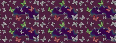 Karala, karala, karala. Raster illüstrasyonu. Çizim kalıbı. Tekstil baskısı için ekose kelebek. Kahverengi renkler üzerine resim.