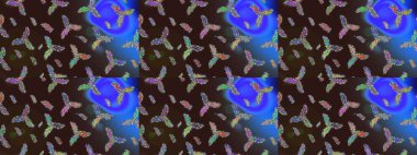 Renkli elementlerle Raster ilginç desen.