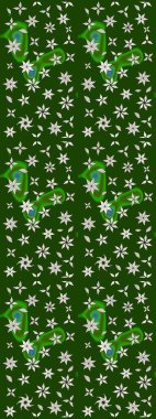 Robot resim. Şirin çiçek elementleri. Raster illüstrasyonu. Yeşil ve nötr renkte çiçekler.