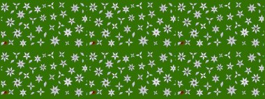 Sevimli çiçek raster deseni. Yeşil renkli çiçekler. Renkli Bahar Teması eskiz kalıbı. Düz Çiçek Elementleri Tasarımı.