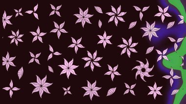 Eski usul. Renkli desenli eskiz deseni, kahverengi çiçekler ve dekoratif elementlerle. Raster illüstrasyonu. Eskiz geçmişi. Kumaş, tekstil ve duvar kağıdı baskısı için..