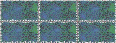 Kelebeklerle kusursuz desen. Kumaş, kağıt, ambalaj kâğıdı ve duvar kağıdı tasarımı için hoş bir arka plan. Mavi ve yeşil.