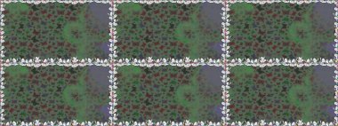 Tasarım için Raster Kelebekleri. Farklı renkte kelebeklerden kusursuz. Giysi tarzı için yeşil ve gri arka planda dekorasyon. Fantezi renkli resimler koleksiyonu. Raster illüstrasyonu.