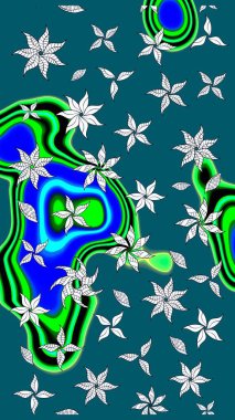 Tekrar eden çiçek arkaplanı, zarif mavi çiçek duvar kağıdı. Mavi renkler üzerine çiçek desenli çizimler, el yapımı papatyalar, papatyalar..