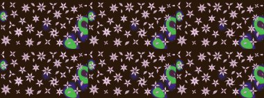 Kahverengi renkte çiçekli çiçek deseni. Suluboya tarzında kahverengi renkte çiçekler.