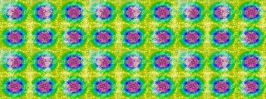 Yeşil, sarı ve mavi renkler. Raster illüstrasyonu. Noel ve yeni yıl moda baskıları için tatil tasarımı. Kar tanelerinin soyut arkaplanlı Noel deseni.