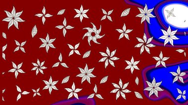 Raster illüstrasyonundaki çiçek desenli çizim. Kırmızı ve nötr renkte çiçekler.