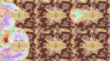 Çiçek desenli çizim. Kahverengi renkler üzerine grafiksel modern çizim deseni. Duvar kâğıdı barok, İspanyol kumaşı. Çizim raster arkaplanı.