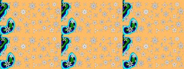 Çiçekli eskiz çizimi. Düz Çiçek Elementleri Tasarımı. Bej renkli çiçekler. Renkli Yaz Teması çizim şablonu.