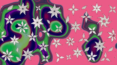 Düz Çiçek Elementleri Tasarımı. Pembe renkte zarif çiçekli suluboya. Raster illüstrasyonu. Renkli Bahar Teması çizim şablonu.