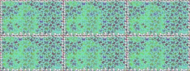 Raster illüstrasyonu. Parmak izi dokuları için sevimli kelebek deseni. Giysi tasarımı için dekor arka planı. Mavi ve yeşil kelebek deseni.