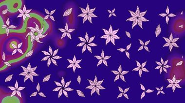 Çiçek desenli raster, mavi çizgi grafik desenli soyut raster arkaplan. Modern stil dokusu.